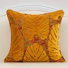 Capa de travesseiro Alerfa Leaf Bordado em Veludo Cortado 45x45cm Laranja