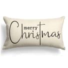 Capa de travesseiro Allorry Christmas Decorativa de Algodão Bege 30x50cm Capa de travesseiro Allorry Christmas Decorativa de Algodão Bege 30x50cm