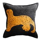 Capa de travesseiro de luxo com estampa de leopardo vintage dourada preta