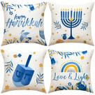 Capa de travesseiro Decorativa Hanukkah Menorah and Dreidel 45x45cm