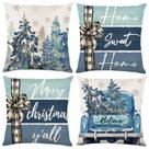 Capa de travesseiro Heirloom Haven Christmas 45x45cm Pintura a óleo azul