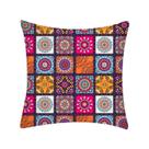 Capa de travesseiro: mandala colorida, patchwork, veludo, pele de pêssego