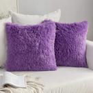 Capa de travesseiro MIULEE Luxury Faux Fur 45 x 45 cm, roxa, pacote com 2