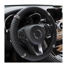 Capa de volante de carro Osilly Bling 38 cm em couro preto