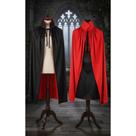 Capa Drácula Dupla Face Halloween Adulto Preta/Vermelha 1,40