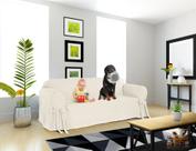 Capa e Protetor de Sofá Exclusivo 3 Lugares em Acquablock Impermeável Cru Pets Cachorro Gato Criança