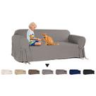 Capa e Protetor de Sofá Exclusivo 3 Lugares em Gorgurão Cinza Resistente Sala Lar Decoração Lisa Pet Cachorro Criança