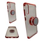 Capa em silicone com suporte compatível com samsung galaxy a70 (tela: 6.7") (4g) cor:transparente / borda vinho