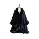 Capa Feminina Com Capuz De Pele Sintética, Quente De Inverno, Grossa, Com Acabamento Completo Em Lã Capa Feminina Com Capuz De Pele Sintética, Quente De Inverno, Grossa, Com Acabamento Completo Em Lã