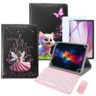 Capa Giratória Para Tablet Lenovo Tab M9 Estampada + Teclado c/ Mouse Rosa + Película