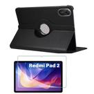 Capa Giratória + Película Para Tablet Xiaomi Redmi Pad 2 11 Preto