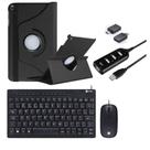 Capa Giratória Tablet compativel Samsung T510 T515 + Teclado Mouse Hub Kit Transforma Tablet em Mini Computador