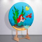 Capa Grande e Mini Painel Sereia Princesa Litle Redondoda Estampa Sublimada Festa Infantil
