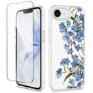 Capa GVIEWIN para iPhone 16e de 6,1 polegadas floral transparente com protetor de tela