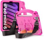 Capa infantil para iPad Mini 6 2021 (6ª geração) com porta-lápis, capa infantil leve à prova de choque com alça, suportes e alça de ombro para iPad Mini 6ª geração 8,3 polegadas, rosa