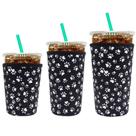 Capa isoladora de neoprene reutilizável para xícaras de café gelado, pacote com 3 Capa isoladora de neoprene reutilizável para xícaras de café gelado, pacote com 3