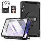 Capa Miesherk Military Grade TPU à prova de choque para Samsung Galaxy Tab S7 FE 2021/S8 Plus 2022 com suporte S-Pen, suporte, alça e alça de ombro, preta
