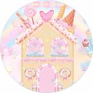 Capa Mini Painel Redondo Com Elástico 50x50cm Tema Confeitaria Doces Rosa Pirulito Menina Capa Mini Painel Redondo Com Elástico 50x50cm Tema Confeitaria Doces Rosa Pirulito Menina