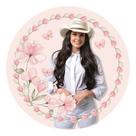 Capa Mini Painel Tecido 50x50 Decoração Fácil Mesa Tema Castela Boiadeira Rosa