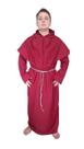 Capa monge padre medieval com capuz na cor vermelho