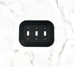 Capa oval para interruptor de luz, estilo mid-century modern, preta, para triplo interruptor Capa oval para interruptor de luz, estilo mid-century modern, preta, para triplo interruptor