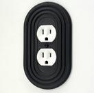 Capa oval para interruptor de luz, estilo moderno de meados do século, preta, duplex