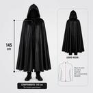 Capa P/ Fantasia Dracula Bruxa Fantasma Preta Capuz Adulto