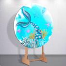 Capa p/ Painel Redondo Sereia Sublimada de Festa Tamanho Grande ou Mini Decoração Infantil Menina