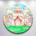 Capa painel decoração festa infantil Circo Colorido Palhacinho grande e mini redondo encantado Capa painel decoração festa infantil Circo Colorido Palhacinho grande e mini redondo encantado
