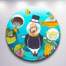 Capa Painel Redondo 50x50cm Festa Infantil Mundo Incrível do Bita Mini e Grande