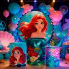 Capa Painel Redondo Cilindro Sereia Pequena Princesa