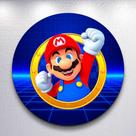 Capa Painel Redondo Festa Game Mario Jogo Estampa Infantil Mini e Grande Decoração Divertida