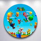 Capa Painel Redondo Festa Game Mario Jogo Estampa Infantil Mini e Grande Decoração Divertida