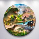 Capa Painel Redondo Festa Parque Dos Dinossauros Estampa Infantil Mini e Grande Decoração Divertida