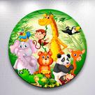 Capa Painel Redondo Festa Safari Animais Estampa Infantil Mini e Grande Decoração Divertida