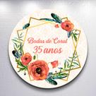 Capa painel redondo tamanhos grande e mini para festa Bodas de Coral 35 Anos decoração Feminina