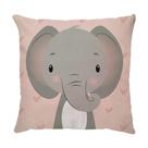 Capa para Almofada 45x45cm Sarja Infantil Elefante Rosa Dud Almofadas Capa para Almofada 45x45cm Sarja Infantil Elefante Rosa Dud Almofadas