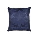 Capa Para Almofada Em Tecido Jacquard Azul Marinho Medalhão