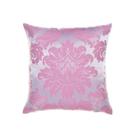 Capa Para Almofada Em Tecido Jacquard Rosa Bebê E Prata Medalhão