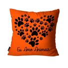 Capa para Almofada Mdecore Amo Animais Laranja - 45x45cm