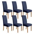 Capa para Cadeira de Jantar Amazon Basics Azul Marinho Stretch Pacote com 6