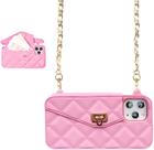 Capa para celular Wallet UnnFiko compatível com iPhone 16 Plus rosa