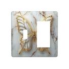 Capa para interruptor de luz Oilbiexn 2 módulos Mármore com Borboleta Capa para interruptor de luz Oilbiexn 2 módulos Mármore com Borboleta