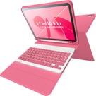 Capa para iPad 11ª e 10ª Geração Kiloob com Teclado, Teclado Bluetooth Destacável Ajustável em Múltiplos Ângulos de 10,9" com Suporte para Apple Pencil, Capa em TPU Macia Fácil de Limpar (Rosa Quente)