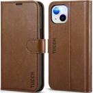 Capa para iPhone 14 (6.1") - Carteira TUCCH em Couro PU RFID - Marrom