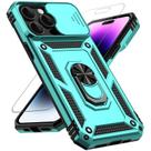 Capa para iPhone 14 Pro Max: com Tampa Deslizante para Câmera e Proteção Grau Militar Testada para Quedas de 4,5 metros Suporte Giratório 360 Suporte para Apoio Protetor de Tela HD Capa Protetora para Celular (Menta)