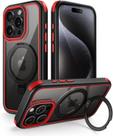 Capa para iPhone 15 Pro Max Mobnano com Suporte - Preto/Vermelho