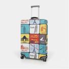 Capa para mala de viagem estampa selos de viagem tamanho m