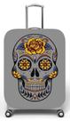 Capa para mala de viagem P Onboard, medidas max C35x A55 x P23cm Estampa Caveira Mexicana Cinza e Amarelo