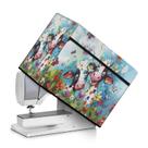 Capa para Máquina de Costura Kathyboom com Estampa de Vaca e Flores com Bolsos